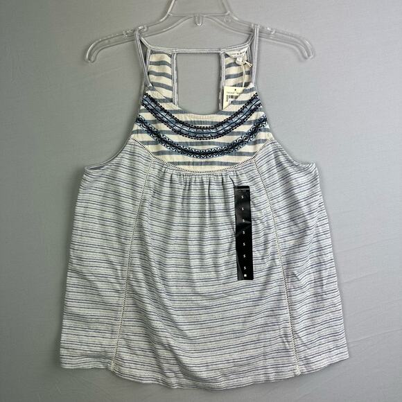 Lucky Brand Women’s Stripe Mix Embroidered Tank Small - Picture 1 of 8